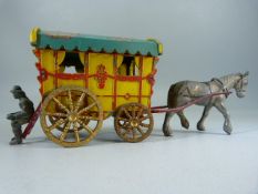 Unusual Metal horse and Gypsy wagon marked 'Made in England' possibly Salco.