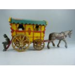 Unusual Metal horse and Gypsy wagon marked 'Made in England' possibly Salco.