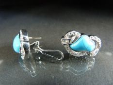 Silver CZ and Turquoise set earrings