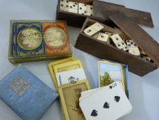 Selection of vintage cards, and two boxed sets of Dominoes