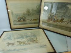 Set Three James Pollard Aquatints of 'The Mail coach'