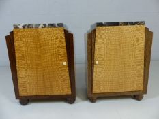 Pair of Art Deco bedside cabinets with marble tops and internal drawer