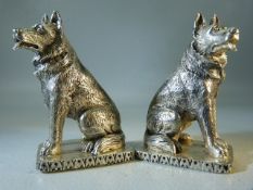 Hallmarked (800) silver condiments in the form of seated dogs. Approx weight - 221.4g