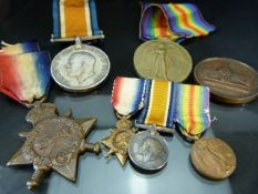 Trio of WWI medals awarded to PT E. H.W. WALTER MIDDX. R. (G-4893) with ribbons and all inscribed