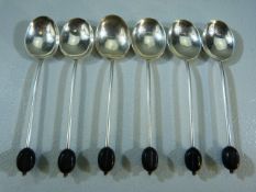 Set of six Birmingham hallmarked silver coffee spoons with bean finials