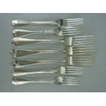 Selection of hallmarked silver forks to include Georgian. (7) Pair by H J Lias & Son. Another