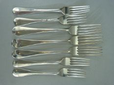 Selection of hallmarked silver forks to include Georgian. (7) Pair by H J Lias & Son. Another