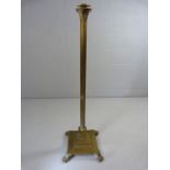 Brass Chamber stick on corinthian column with lions footed square stepped base