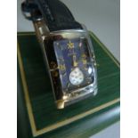 Jaguar wristwatch in original case with leather strap and blue face and original paperwork
