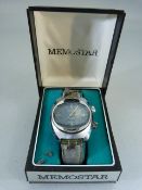 Memostar Incabloc 1950's watch with date aperature, In original box with certificate.
