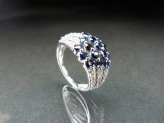 14ct White Gold Sapphire and Diamond Ring. Approx weight 4.6g