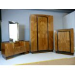 Art Deco bedroom suite in Maple to include single door wardrobe, dressing table and matching stool