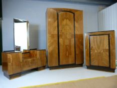 Art Deco bedroom suite in Maple to include single door wardrobe, dressing table and matching stool