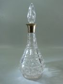 Mappin & Webb silver collared crystal decanter.