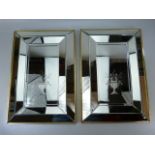 A pair of Murano etched mirrors with bevelled edges and gilt wooden frame