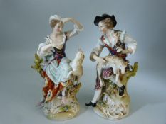 Pair of 19th Century Dresden figures depicting Shepherd and Shepherdess
