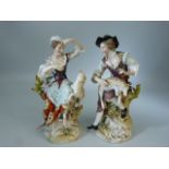 Pair of 19th Century Dresden figures depicting Shepherd and Shepherdess