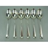 Hallmarked silver dessert spoons (6) by Walker and Hall. Approx weight - 327.5g