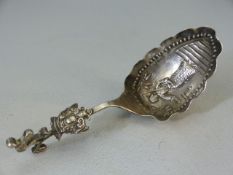 19th Century continental hallmarked fruitspoon (930).Bears hallmarks to bowl for import 1893. Mark