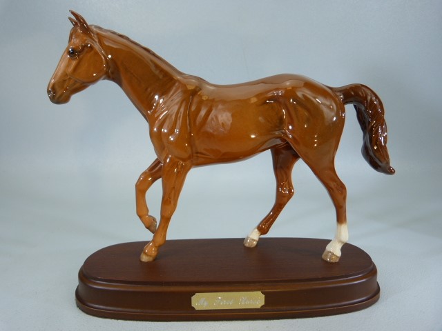 Royal Doulton 'My First Pony' on plinth along with two Beswick model horses - Image 2 of 7
