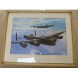 Avro Lancaster Framed Print: Avro Lancaster coded AJ-U in formation with one other framed in