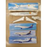 Airliner Display Models:Four plastic snap-fit models all with box and inner plastic bags . Three