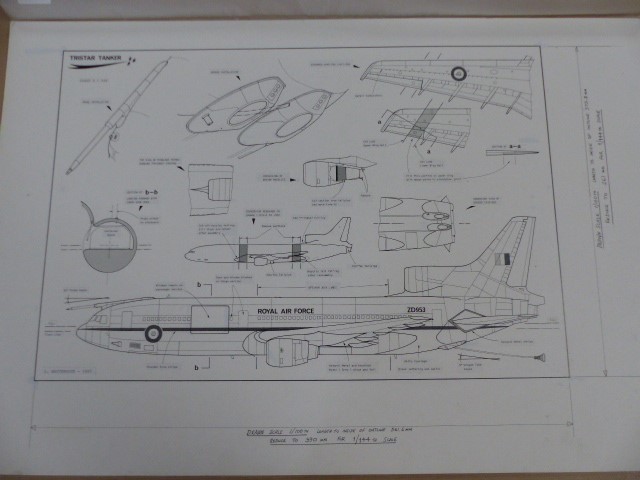 RAF Lockheed Tristar Tanker Scale Plan & Photographs Mounted on board and measures 30 x20 inches and