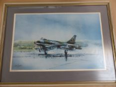 Michael Rondut signed Hawker Hunter framed print Hawker Hunter FGA9 print signed in pencil Michael