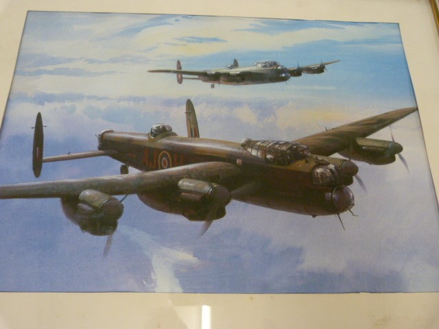 Avro Lancaster Framed Print: Avro Lancaster coded AJ-U in formation with one other framed in - Image 2 of 2
