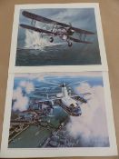 Wilf Hardy Fairey Aircraft Prints: Five prints measuring 42x36cm by Wilf Hardy depicting different
