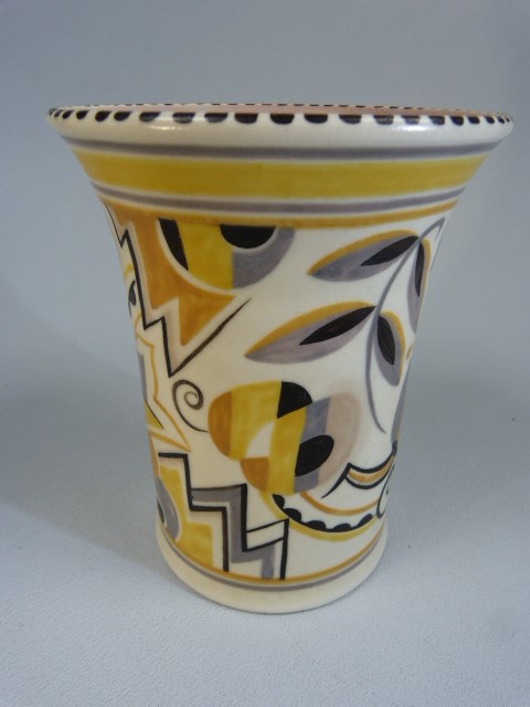 Poole Pottery YE pattern Art Deco vase with flared neck. Dedicated to H & B.S.C 1936 'Moonlight'