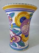 Poole Pottery Art Deco flared vase in Polychrome decoration of flowers, fully marked to base