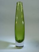 Green Cased glass vase approx height - 26cm
