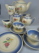 Susie Cooper Production Works Art Deco Teapot, sugar bowl and Milk jug and other matching pieces.