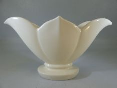 Fulham Pottery vase Designed by Constance Spry 1950's of flared form. White Glaze and marked on