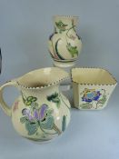 Honiton Pottery - Three Abstract Coloured pieces (Jug and two Vases)