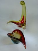 Two Murano glass Art vases of unusual form