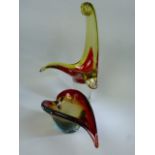 Two Murano glass Art vases of unusual form