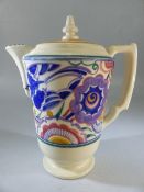 Poole 1930's Pot with lid ' Blue Bird Pattern' fully marked to base. Approx 15cm high.