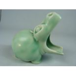 Pottery Hippo with mouth open approx height 9cm