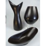 Poole Pottery Freeform vases in black.