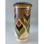 1920's Poole Pottery Feather pattern fluted vase - fully marked. Approx 15.5cm tall