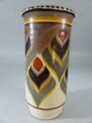 1920's Poole Pottery Feather pattern fluted vase - fully marked. Approx 15.5cm tall