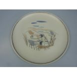 Poole Pottery 1950's Plate/Charger in the UG pattern depicting a swan swimming in the Pond. Approx