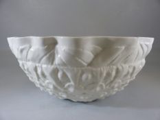 Spode Impl moulded bowl in white glaze. Diameter approx 29cm and height 12cm