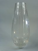 Clear glass vase 20th Century decorated with Horizontal lines - unmarked. approx 28cm tall