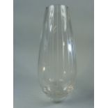 Clear glass vase 20th Century decorated with Horizontal lines - unmarked. approx 28cm tall