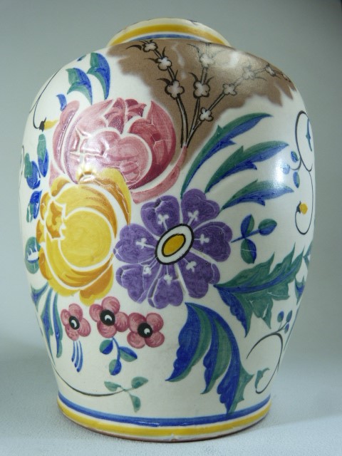 1920's Poole Pottery vase in the floral pattern. Pattern ZW marked Carter Stabler Adams. Shape No - Image 3 of 4