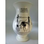1950's Burleigh Ware Vase approx 24cm tall in white glaze with a Stylised Egyptian decoration in