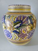 Large Art Deco Poole Pottery vase 27cm high in Polychrome decoration. Paintress EW